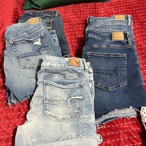 5 pairs of American eagle jean shorts